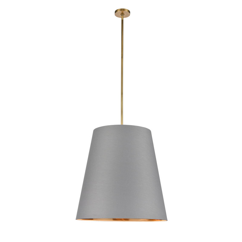 Luminaire suspendu conique unique à 3 lumières Calor, H 71,76 po x l 24,88 po x P 24,88 po, Or, Gris
