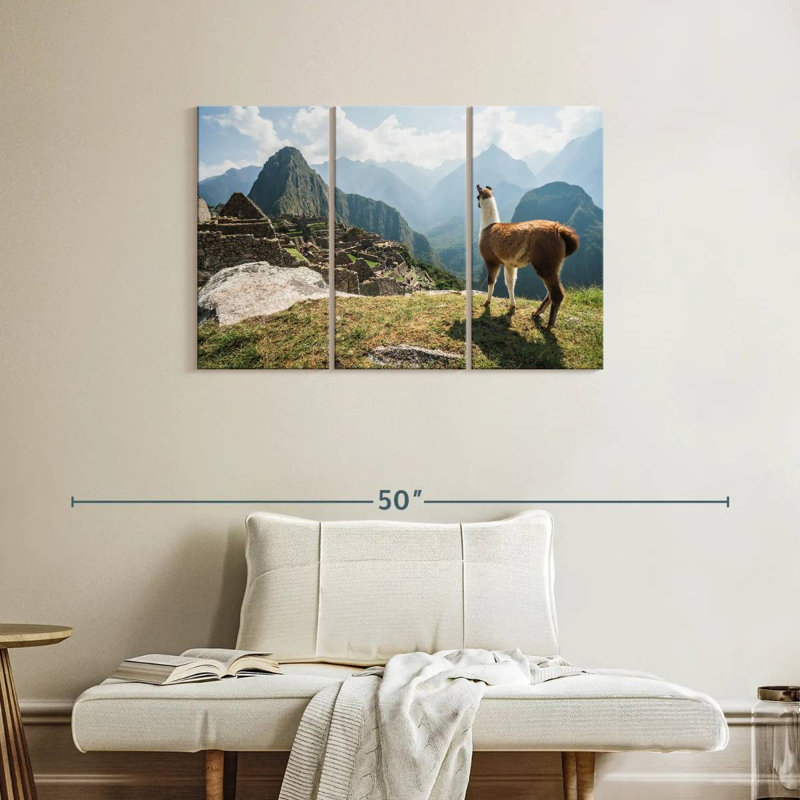 Brampt Llama And Machu Picchu, 24" H x 38" W