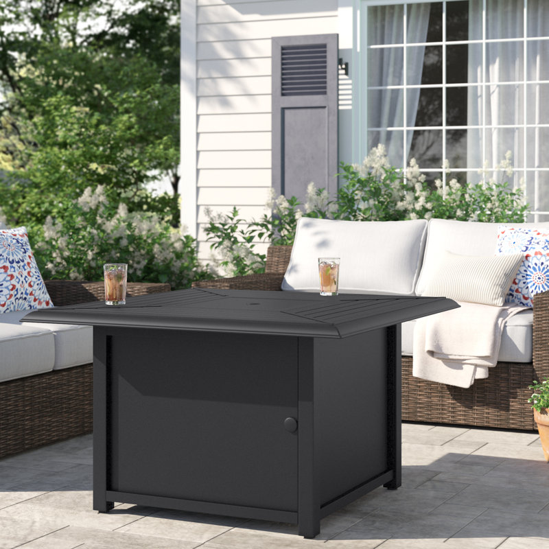 Arleon Square Steel Propane Smokeless Fire Pit Table with Hidden Fuel Tank