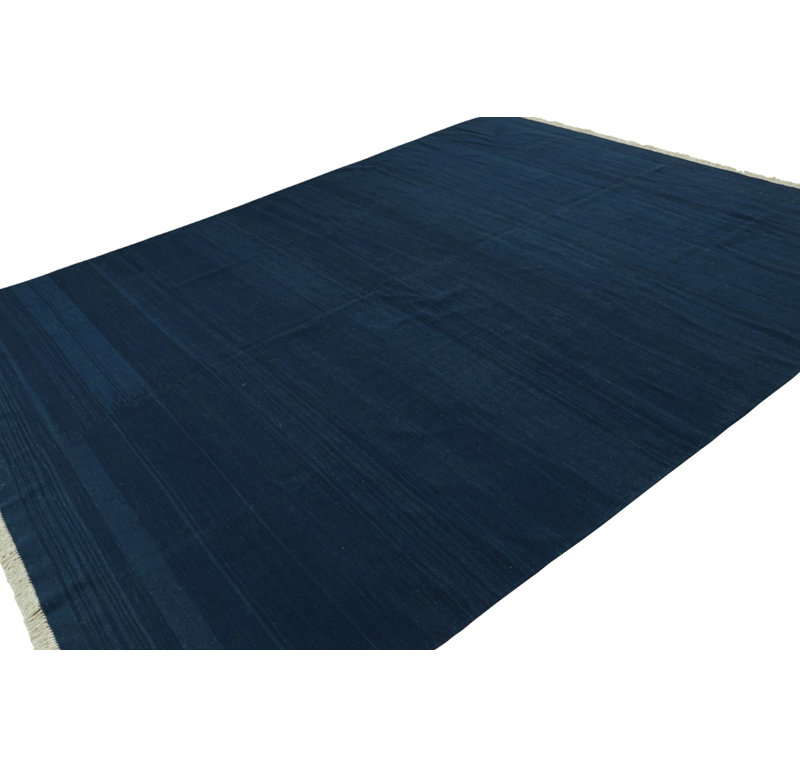 Cotton Geometric Area Rug in Blue, Rectangle 12' x 15'
