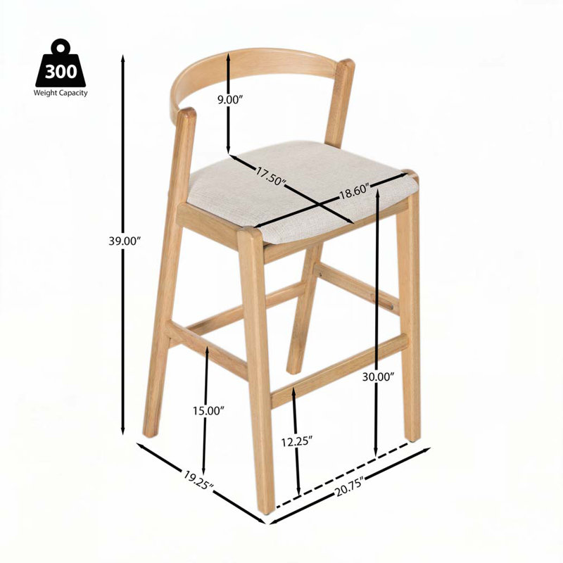 Tabouret de bar en bois, Naturel