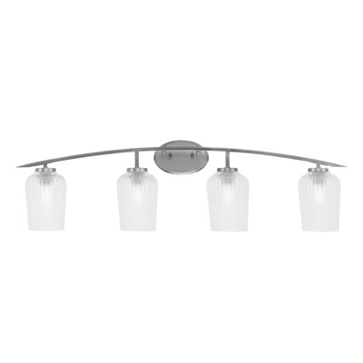 Kurve 4 Light Bath Bar With 5" Clear Textured Glass