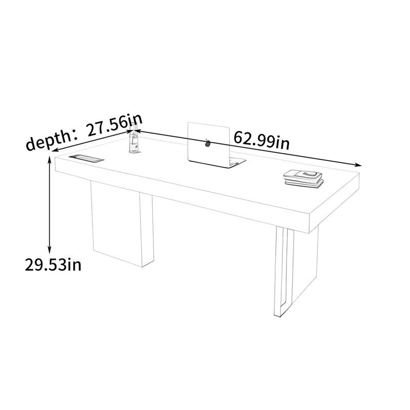 Surface de travail de style italien, H 29,53 po x l 62,99 po x P 27,56 po