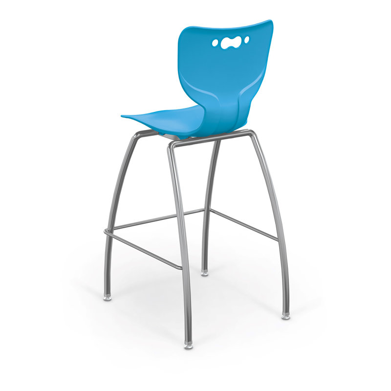 Tabouret de classe à 4 pieds Hierarchie, Bleu, H 45,75 po x l 20,5 po x P 22 po