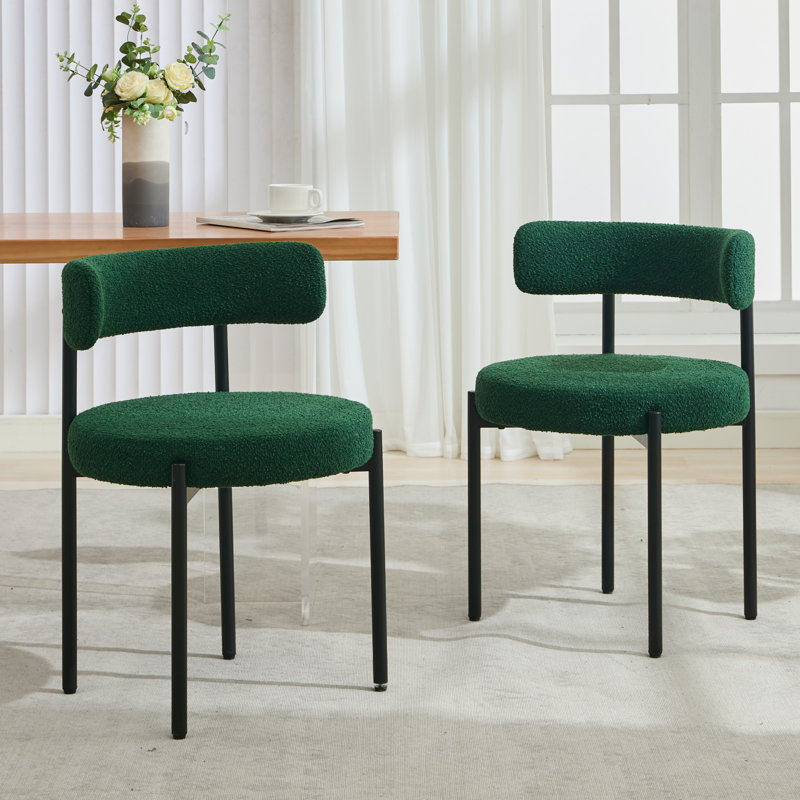 Chaise de salle à manger rembourrée Modern, 2, Vert, Noir, noir, noir, noir