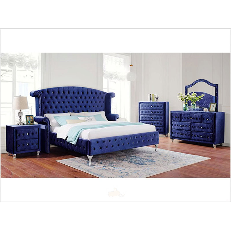 Grand lit glamour bleu