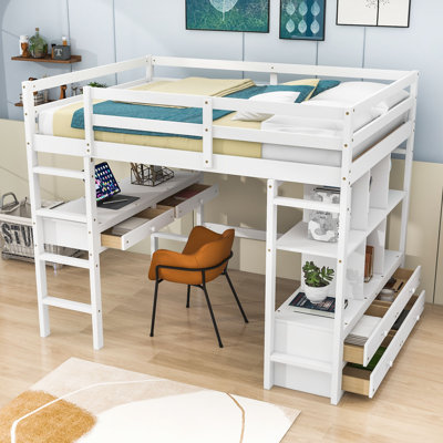 Genina Kids Full Loft Bed with Drawers