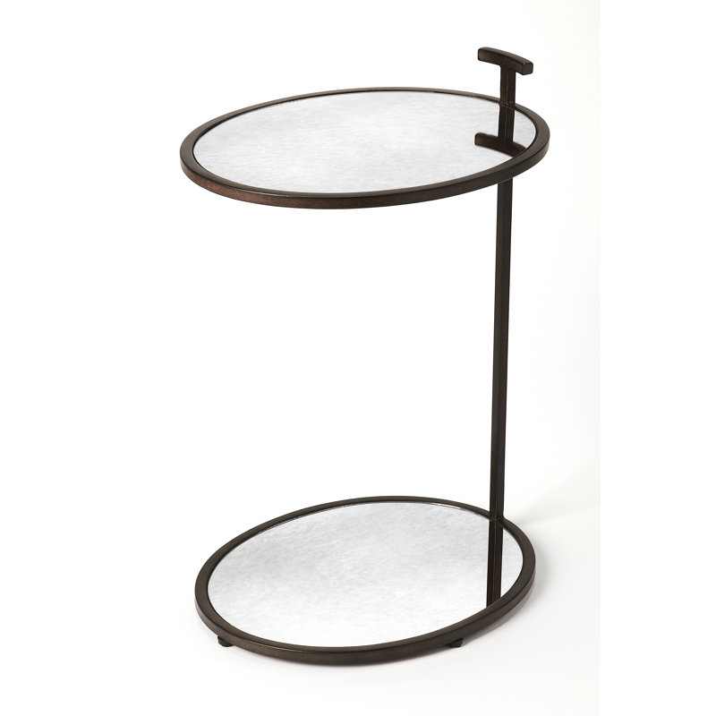 Ciro Metal & Mirrored Side Table, Bronze