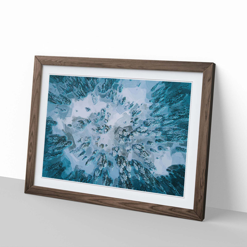 Fresh Snow upon the Forest in Abstract - Wall Art, 48cm H x 65cm W x 2cm D, Walnut Single Picture Frame Wood