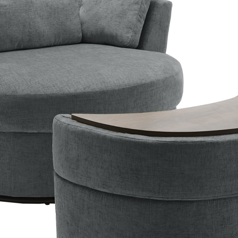 Niama Upholstered Lounge Chair With Pillow, Gray Polyester Blend