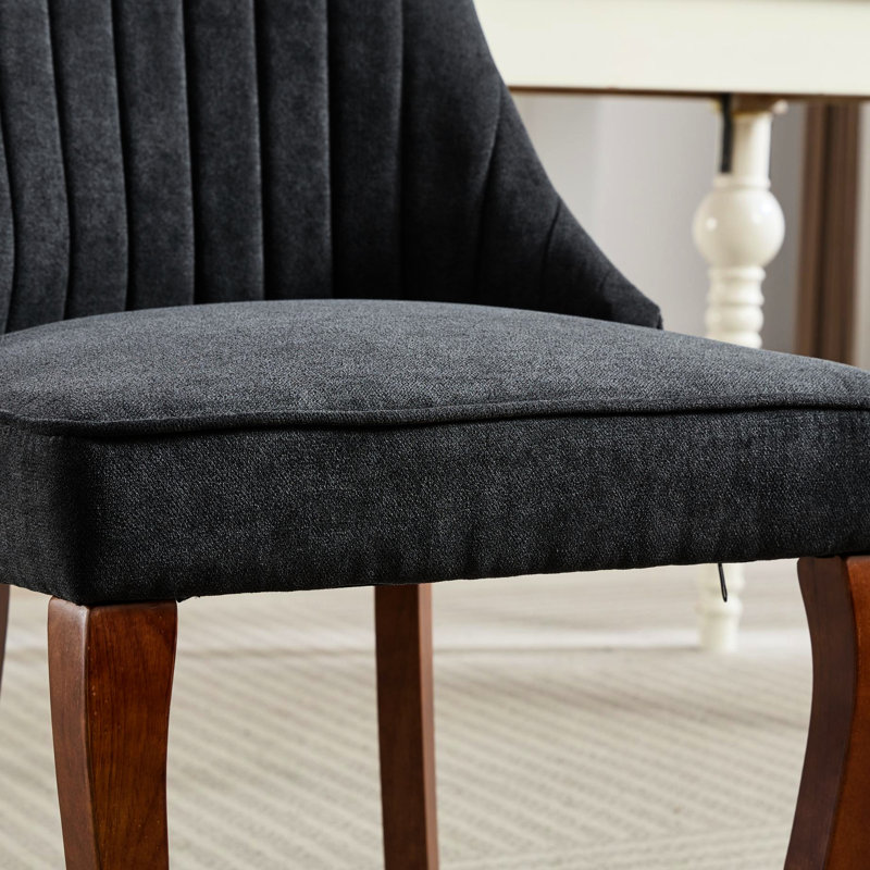 2 chaises de salle à manger confortables en noir, intérieur en rayonne, haute pour un confort d'assise exceptionnel, pieds en bois massif avec courbe Sw1847bk