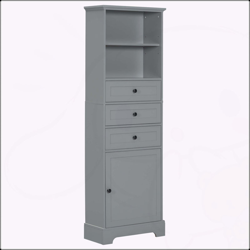 Versatile Tall Storage Cabinet with Multiple Compartments for Various Spaces, Gray