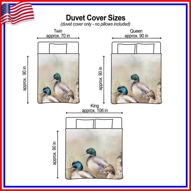 Housses de couette Mallard Ducks In Field, Lit simple