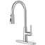 Modern Brushed Nickel High Arc Single Handle Kitchen Faucet With Pull-down Sprayer, 3-function Stainless Steel Sink Faucet With Deck Plate