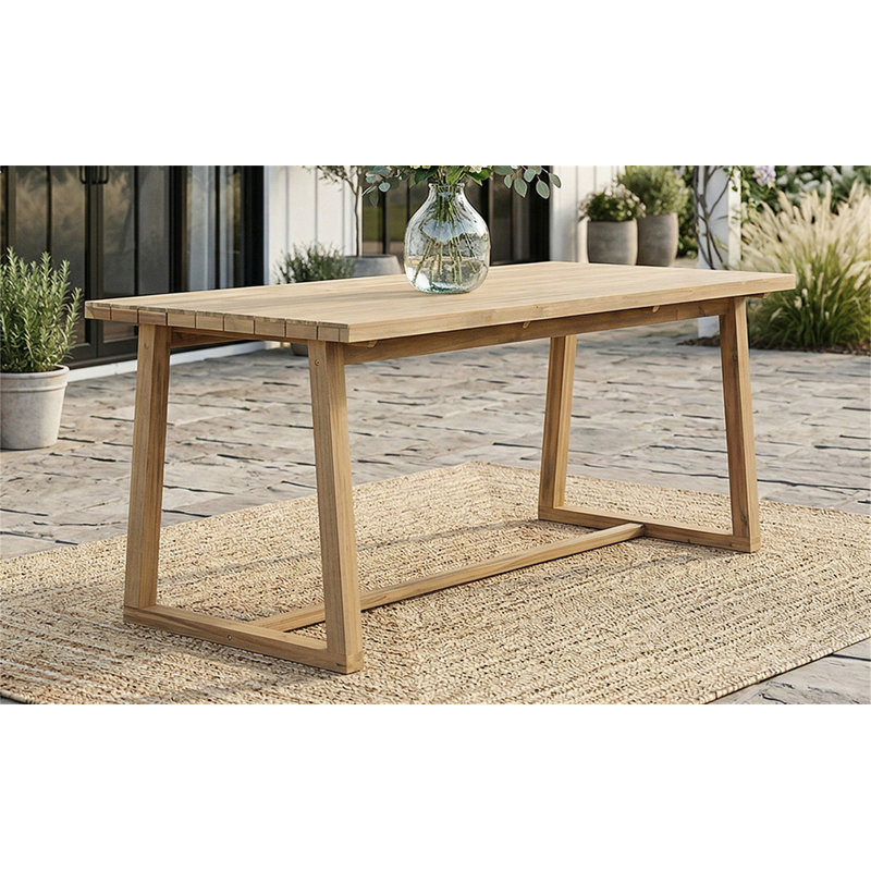 Table d'extérieur pour patio, cour arrière, jardin, Teck clair