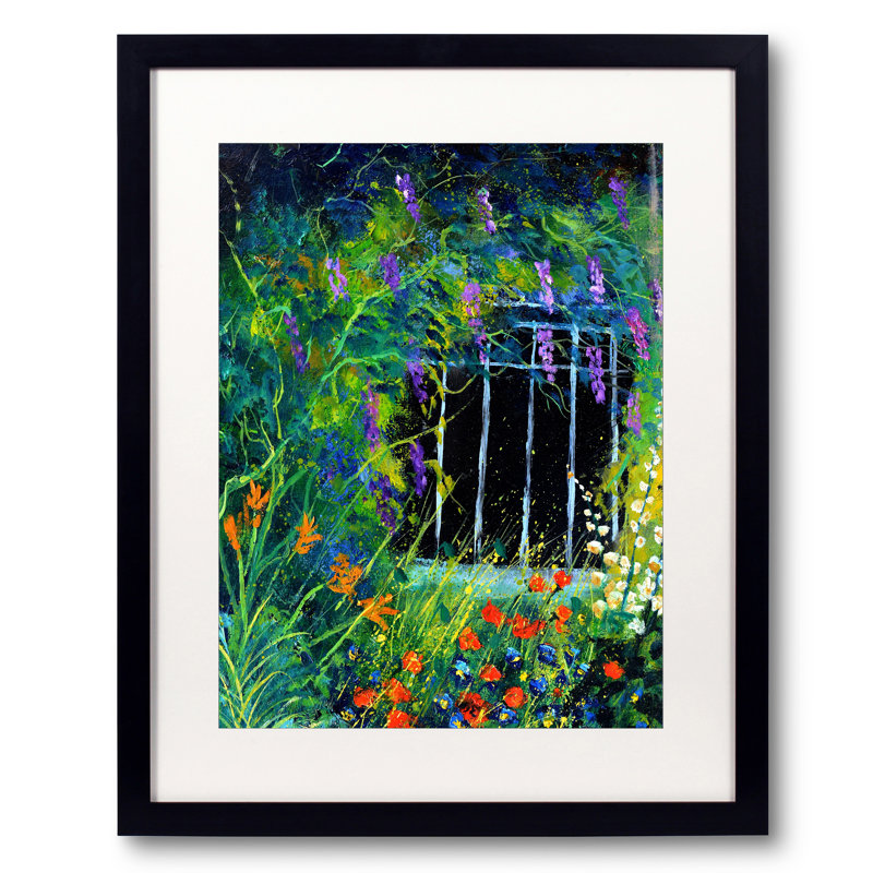 Dans mon jardin par Pol Ledent - Peinture, Papier avec cadre noir, 20" H x 16" W