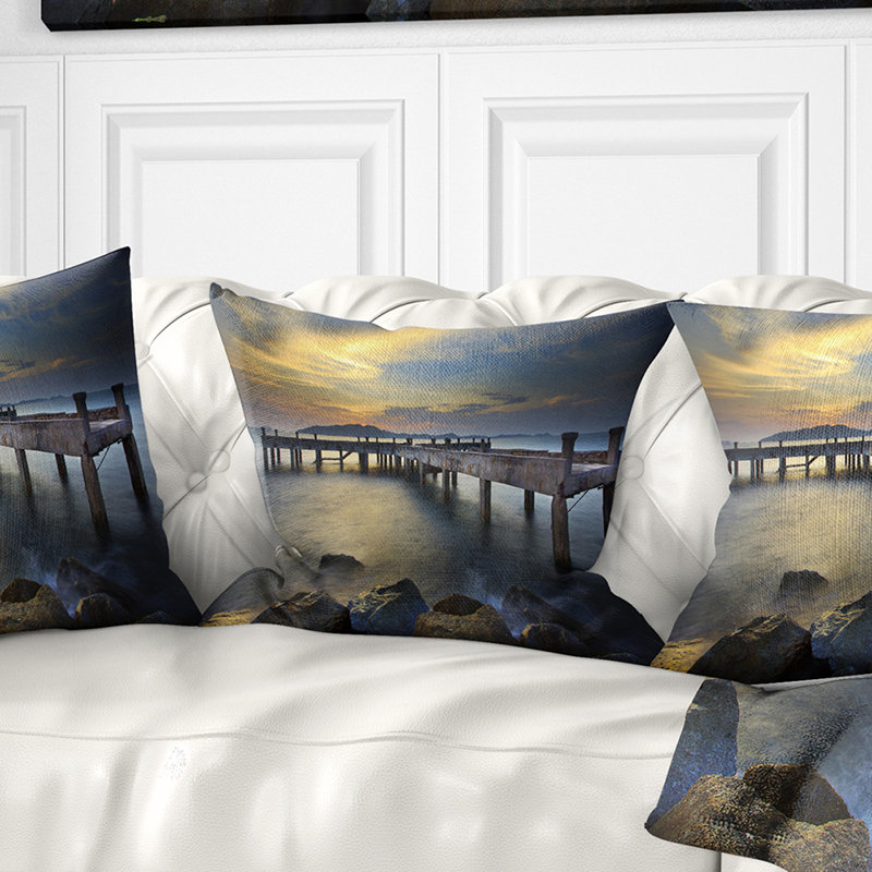 Coussin lombaire en mer à jet de mer mer bridge old, Carrée 18 po x 18 po