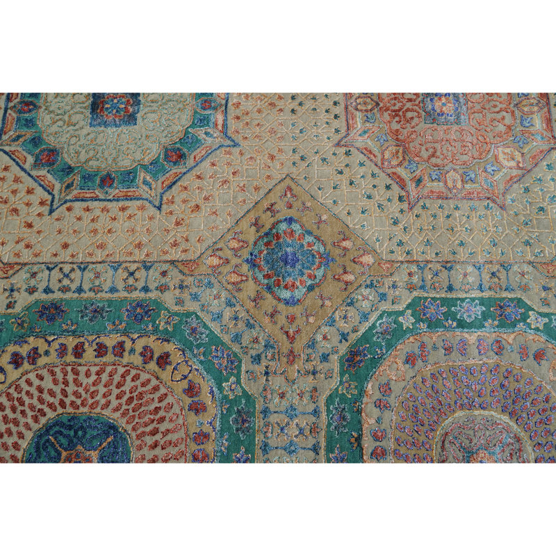 Hand Knotted Geometric Area Rug