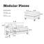 Ensemble de canapé modulaire 3 pièces réversible en similicuir respirant gris ardoise et 2 coussins de canapé capitonnés et 1 repose-pieds-342776082