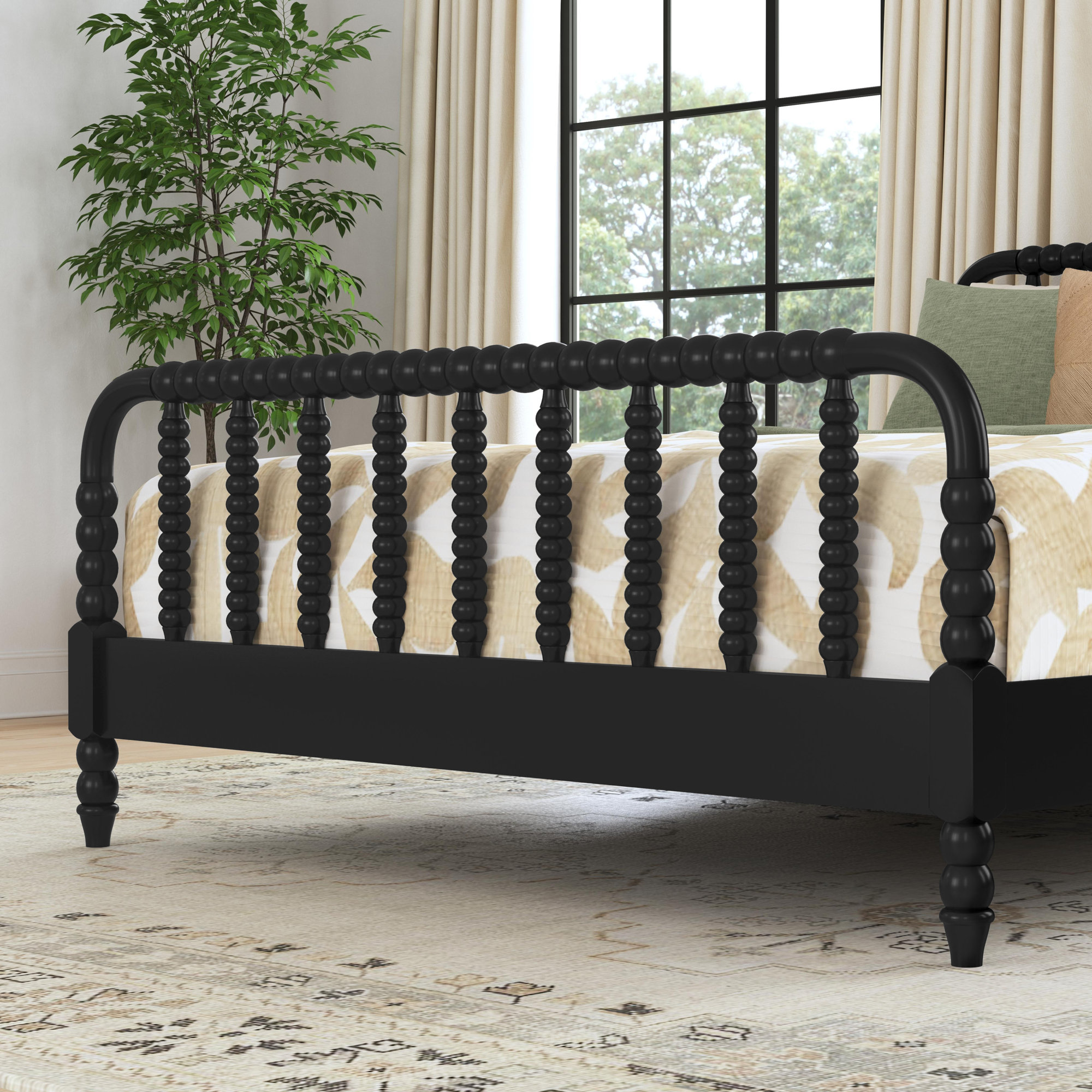 Benbrook Wood Spindle Bed, Queen, Black