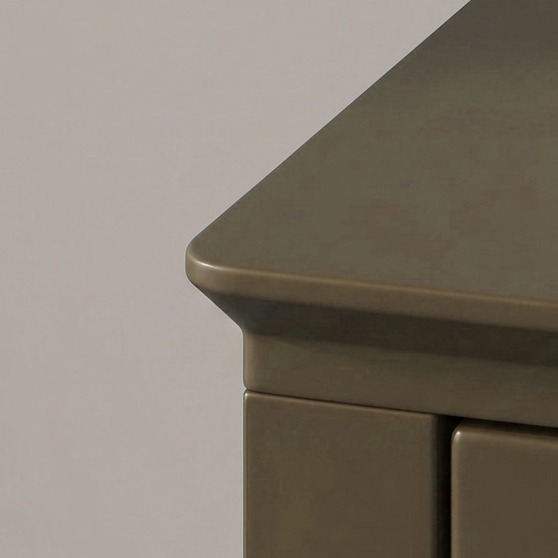 Bibliothèque cannelée en verre avec tiroirs, Olive Green