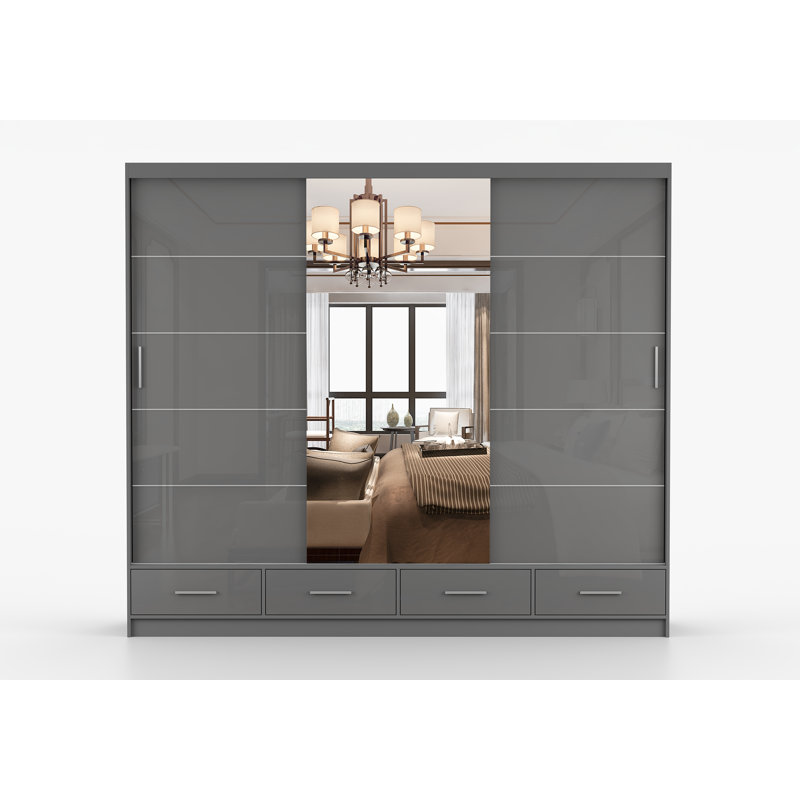 Manufactured Wood Wardrobe, Grey