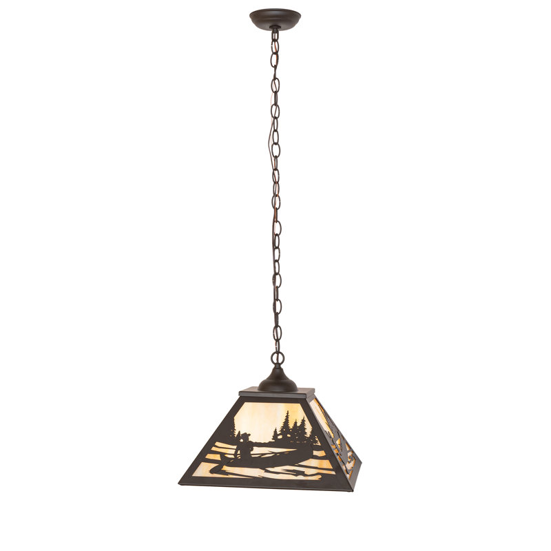 16" Square Canoe At Lake Pendant