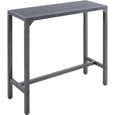 Outdoor Bar Table Patio High Pub Table 55”L Counter Height Table With Waterproof Top And Sturdy Metal Frame For Hot Tub/Poolside/Garden/Balcony/Hallway/Bistro, Rectangle, Black