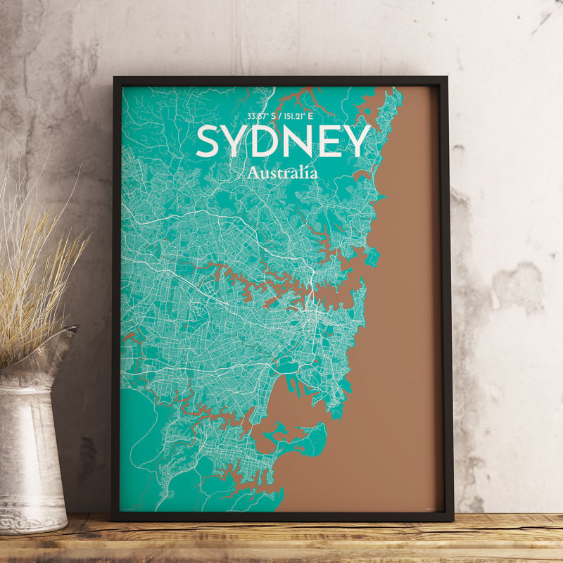 Sydney City Map - No Frame Print, 43.2cm H x 27.9cm W x 0.1cm D