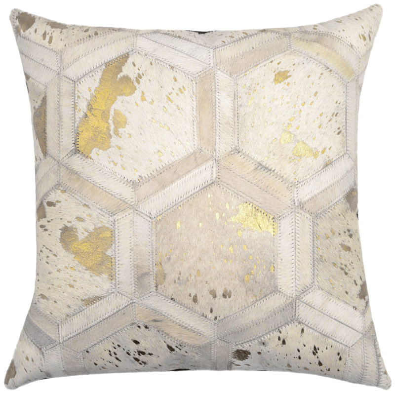 Coussins décoratifs en cuir de vache Canvello, H 18 po x l 18 po, Carré