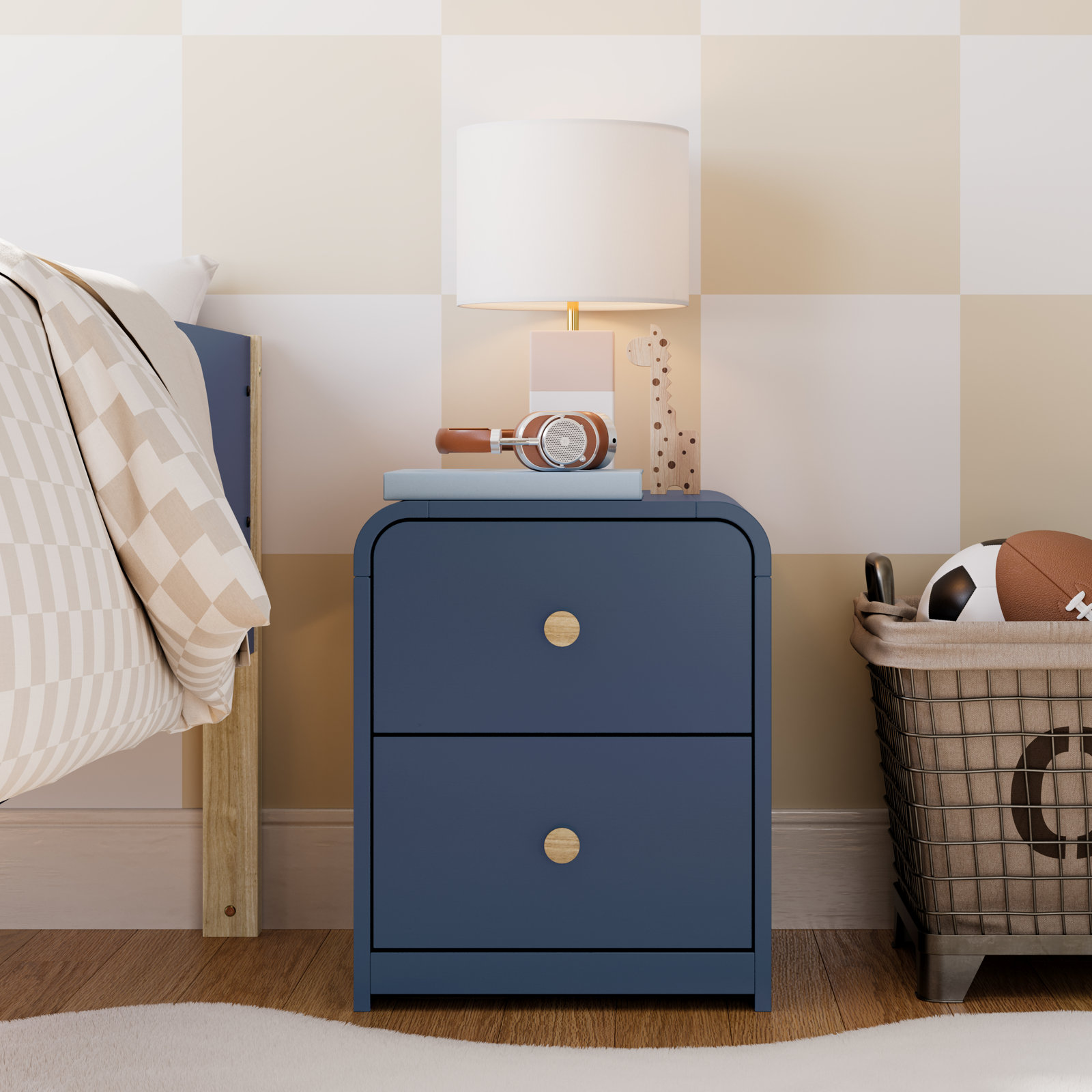 Santos Nightstand, Midnight Blue