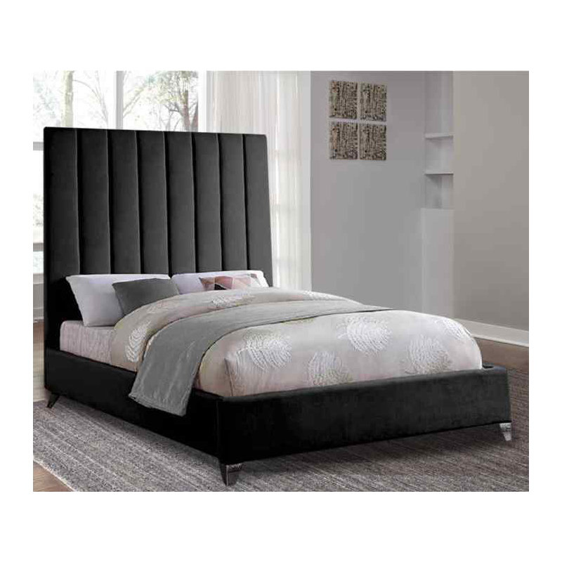 Upholstered Bed, Black, Single (3')