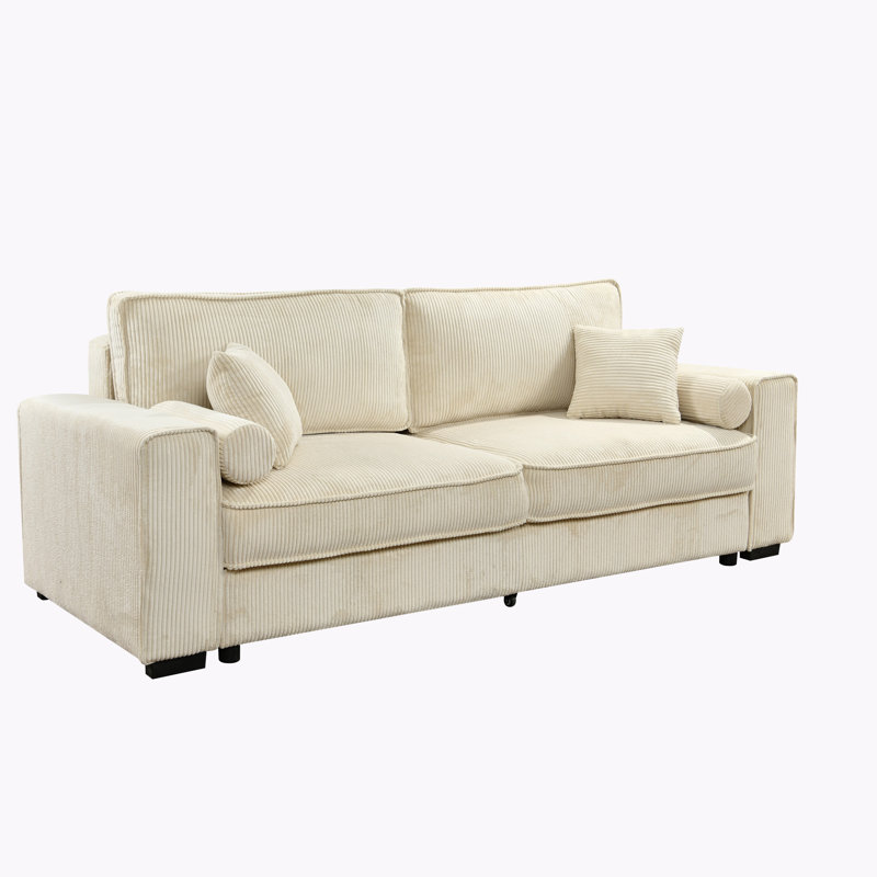 Grand canapé-lit rembourré avec rangement Malott, Beige