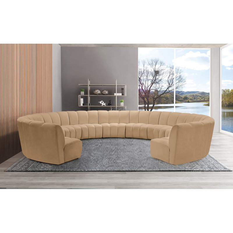 Canapé modulaire en velours Infinity, 11 pièces, Velours brun clair