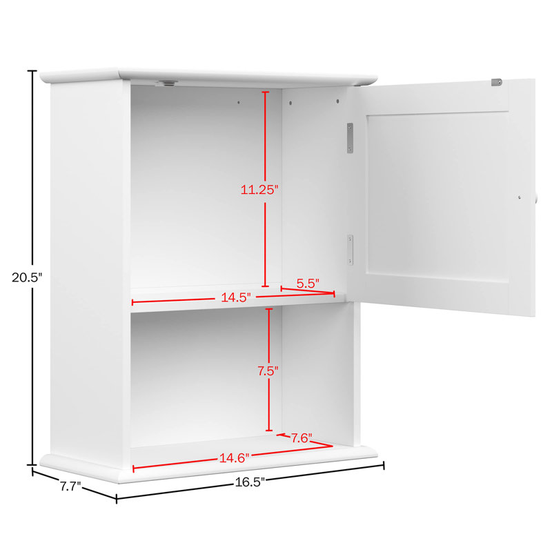 Lavish Home Wall-Mounted Storage Cabinet, White