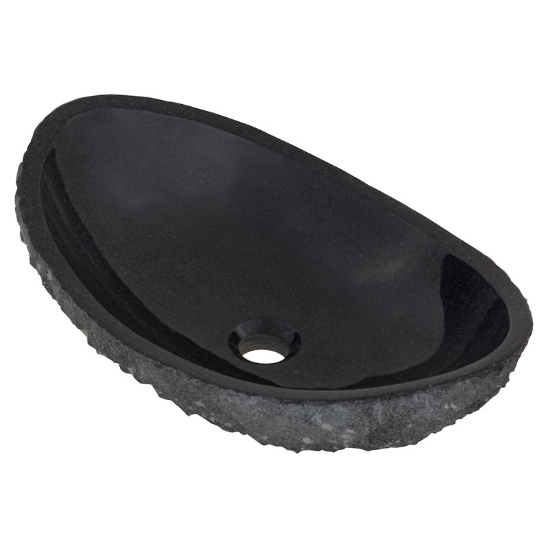 Lavabo de salle de bain vasque ovale en granit noir Absolute