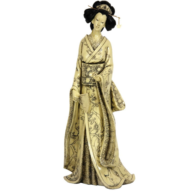 Geisha With Plum Tree Kimono Figurine