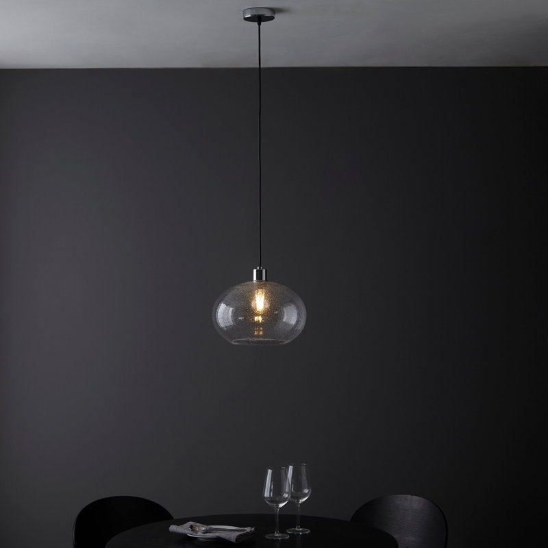 1 - Light Pendant, Clear Bubbled Glass, Transparent