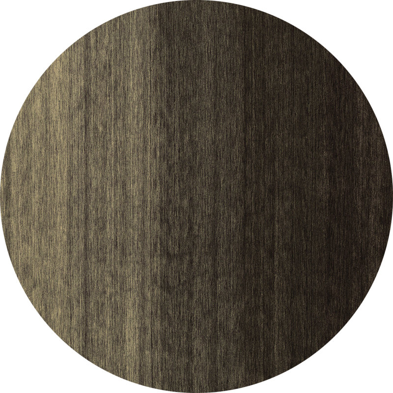 Tapis gris / noir en laine et polyester à tissage machine abstrait, Rond 3 pi