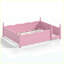 Lit grand format pour enfants Montessori avec garde-corps pleine longueur, à côté d'une bibliothèque, conception enfantine, finition rose-130156403-130156405