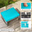 Repose-pieds 2 pièces en rotin PE avec coussins à fermeture à glissière pour terrasse Turquoise-1853352767