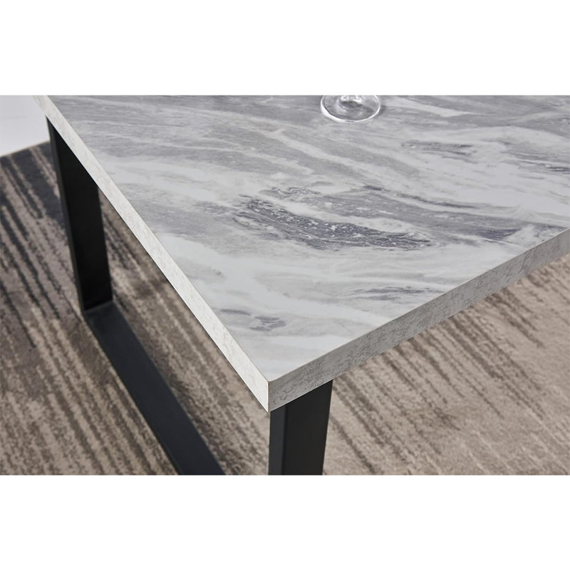 Anizoba Modern 150 x 90cm Dining Table with Thickened Top and Legs, Silver Marble