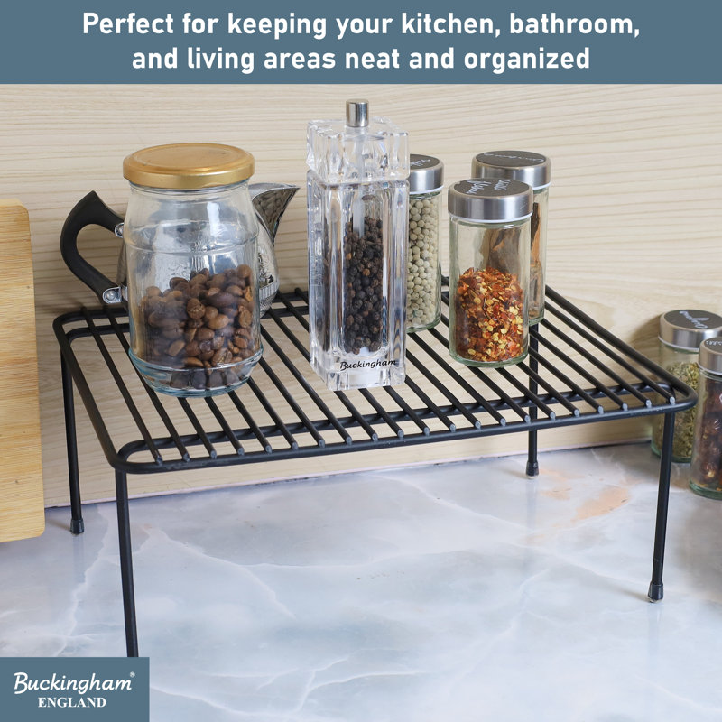 Buckingham Jar Holder Rack Black Kitchen Cupboard Shelf Storage Organiser, 31 cm 