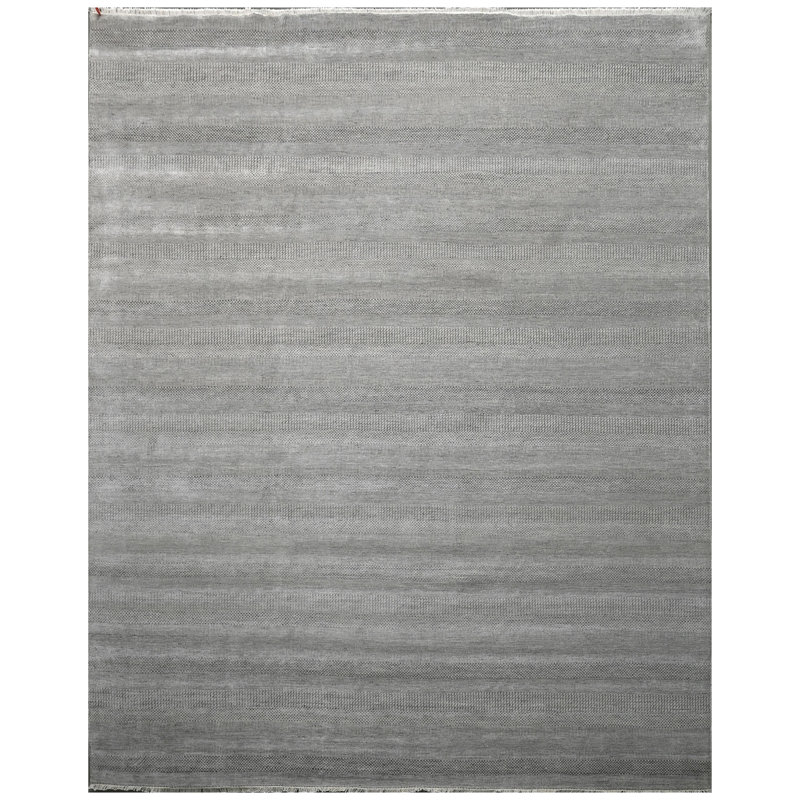 High-Quality Hand-Knotted Silver And Black Area Rug