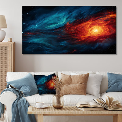 Bleu et orange, nébuleuse cosmique I - art mural de la planète espace