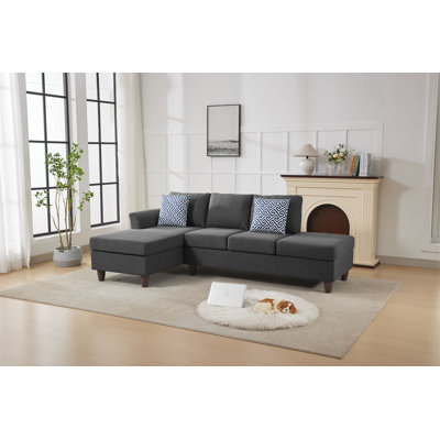 2-Piece Sectional Sofa With Fold-Down Cupholder, Storage Seat & Left Chaise