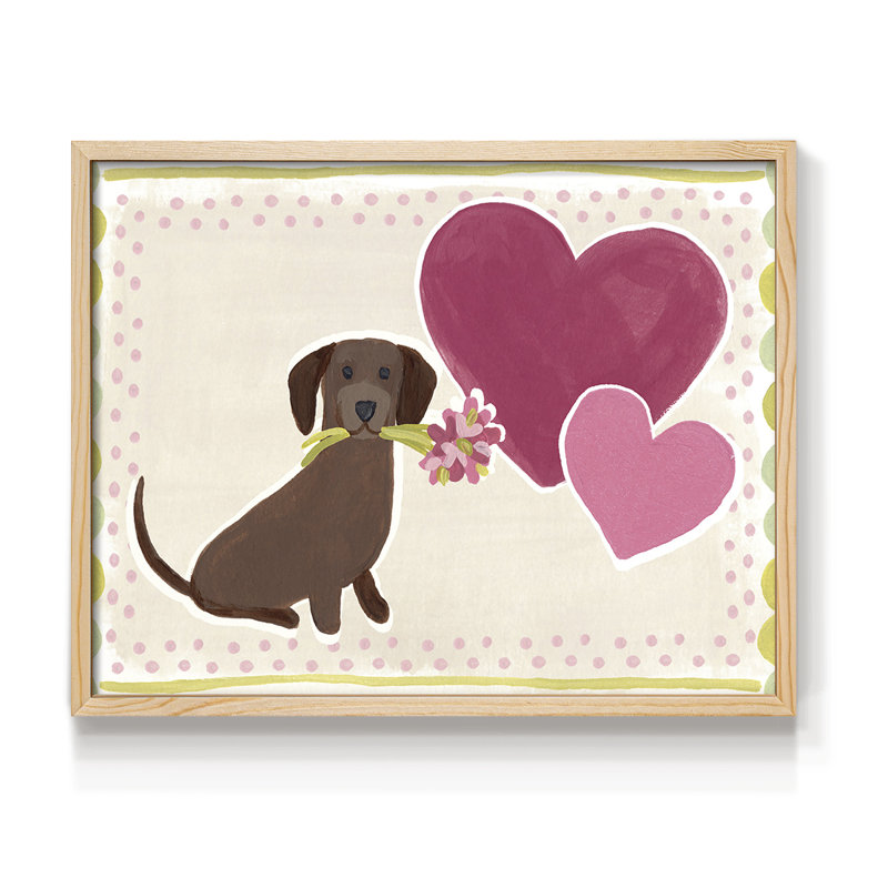 Dachshund Delight Collection A - Reproduction encadrée - Restickable, Naturel, H 11 po x l 14 po