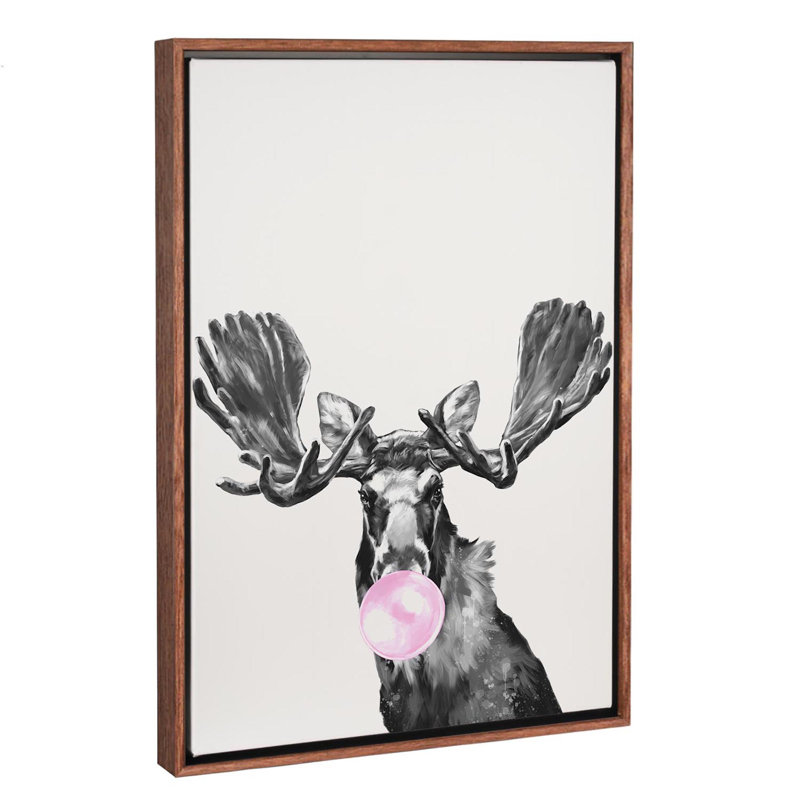 Art orignal de gomme à bulles, H 40 po x l 26 po x P 1,5 po, Toile avec cadre en bois classique