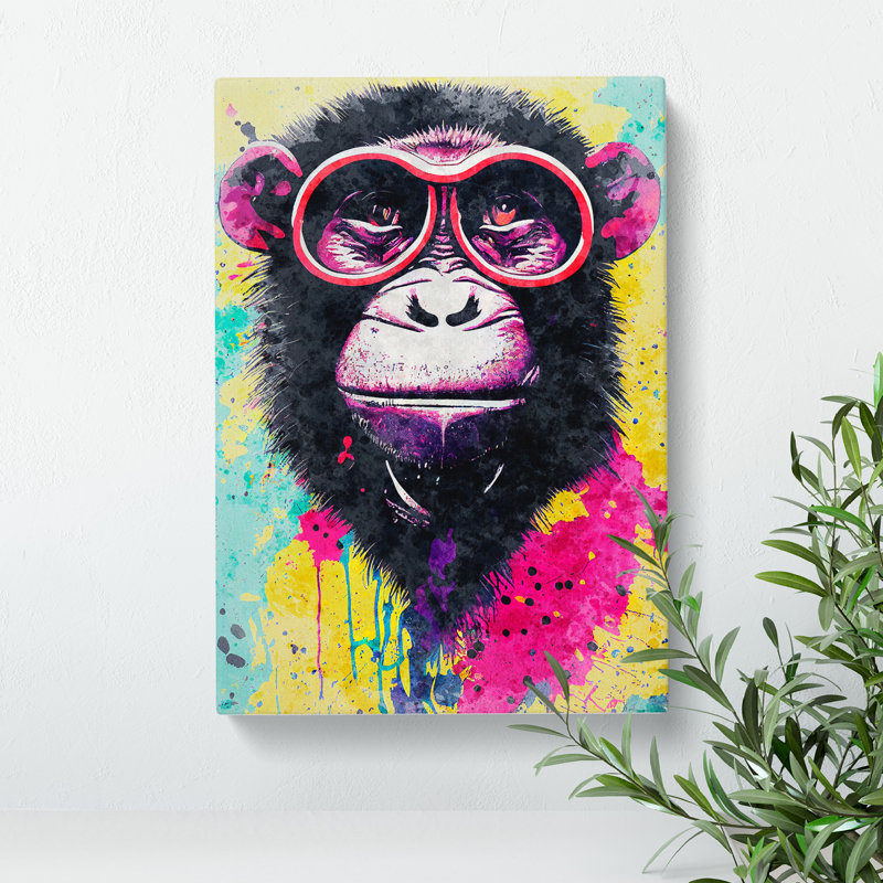 Monkey Paint Splash No.2 - Wrapped Canvas, 50cm H x 35cm W x 3cm D
