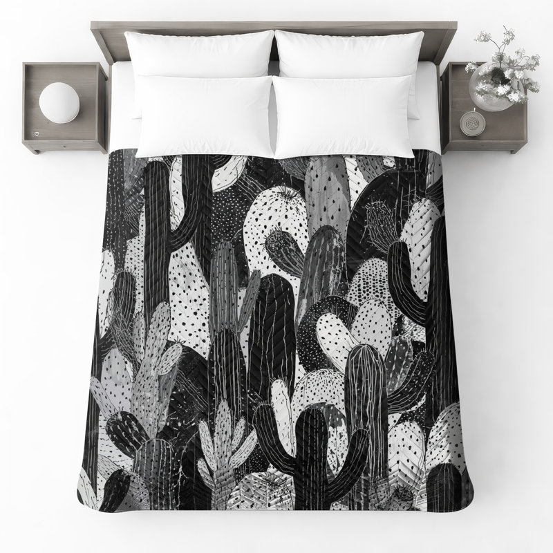 Cactus noir et blanc avec motif de cactus, Double